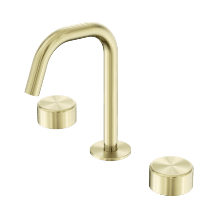 SERENITY BASIN SET EDGE SPOUT WITH METAL HANDLE BRUSHED GOLD (24D028BG)