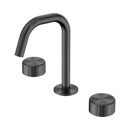 SERENITY BASIN SET EDGE SPOUT WITH METAL HANDLE GUN METAL (24D028GM)