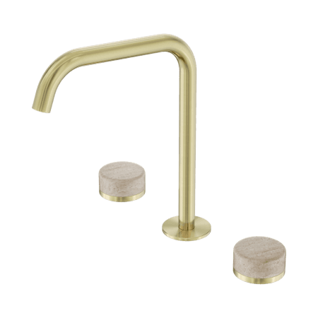 SERENITY BATH/KITCHEN SET EDGE SPOUT WITH ROME TRAVERTINE HANDLE BRUSHED GOLD (24D031BG)