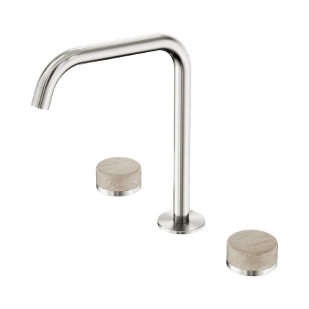 SERENITY BATH/KITCHEN SET EDGE SPOUT WITH ROME TRAVERTINE HANDLE BRUSHED NICKEL (24D031BN)