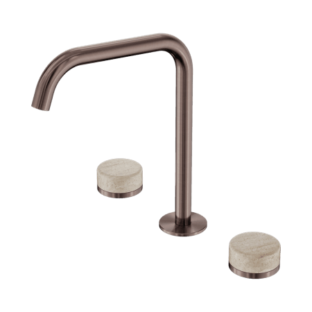 SERENITY BATH/KITCHEN SET EDGE SPOUT WITH ROME TRAVERTINE HANDLE BRUSHED BRONZE (24D031BZ)