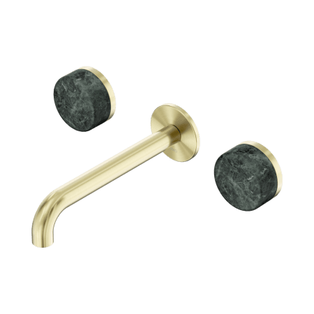 Serenity Wall Basin Set 160/185/220mm Spout With Verde Alpi Handle Brushed Gold (24D036BG/24D042BG/24D048BG)