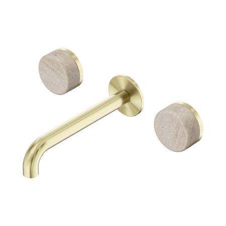 Serenity Wall Basin Set 160/185/220mm Spout With Rome Travertine Handle Brushed Gold (24D037BG/24D043BG/24D049BG)