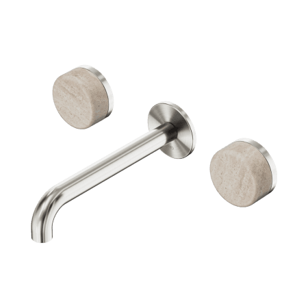 Serenity Wall Basin Set 160/185/220mm Spout With Rome Travertine Handle Brushed Nickel (24D037BN/24D043BN/24D049BN)