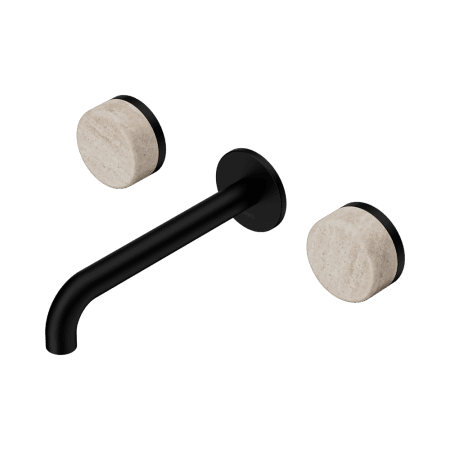 Serenity Wall Basin Set 160/185/220mm Spout With Rome Travertine Handle Matte Black (24D037MB/24D043MB/24D049MB)