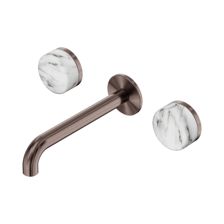 Serenity Wall Basin Set 160/185/220mm Spout With Arabescato Corchia Handle Brushed Bronze (24D038BZ/24D044BZ/24D050BZ)