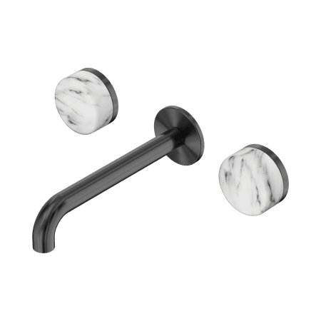 Serenity Wall Basin Set 160/185/220mm Spout With Arabescato Corchia Handle Gun Metal (24D038GM/24D044GM/24D050GM)