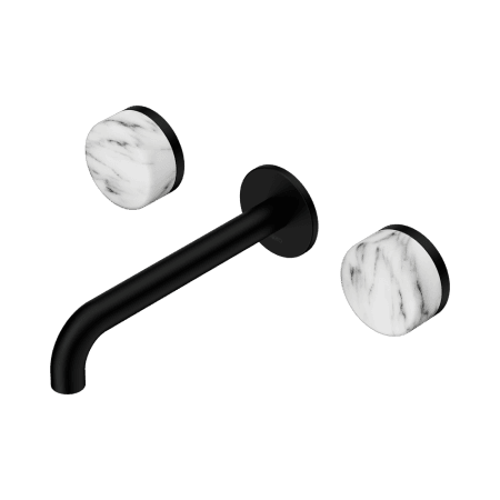 Serenity Wall Basin Set 160/185/220mm Spout With Arabescato Corchia Handle Matte Black (24D038MB/24D044MB/24D050MB)