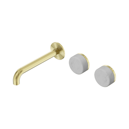 Serenity Wall Basin Set 160/185/220mm Offset Spout With Carrara Handle Brushed Gold (24D053BG/24D059BG/24D065BG)