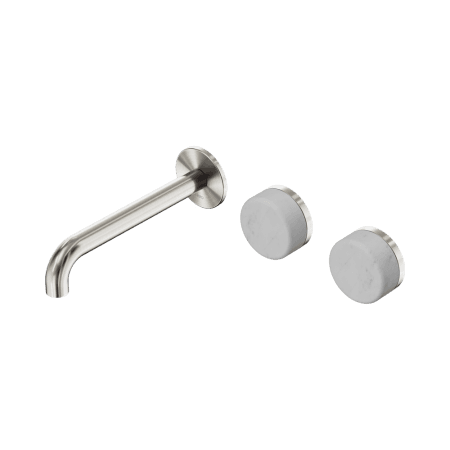 Serenity Wall Basin Set 160/185/220mm Offset Spout With Carrara Handle Brushed Nickel (24D053BN/24D059BN/24D065BN)