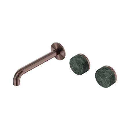 Serenity Wall Basin Set 160/185/220mm Offset Spout With Verde Alpi Handle Brushed Bronze (24D054BZ/24D060BZ/24D066BZ)