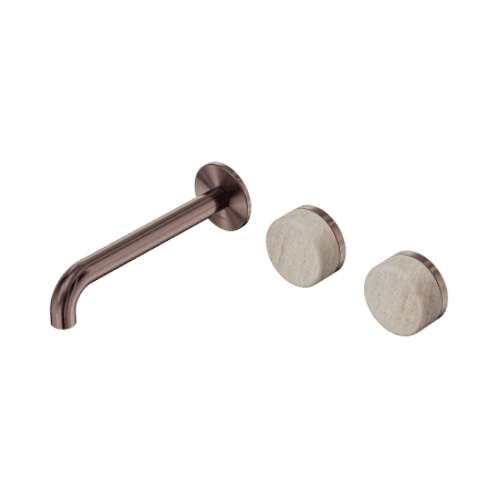 Serenity Wall Basin Set 160/185/220mm Offset Spout With Rome Travertine Handle Brushed Bronze (24D055BZ/24D061BZ/24D067BZ)