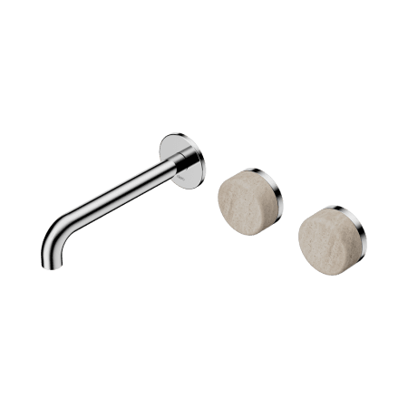 Serenity Wall Basin Set 160/185/220mm Offset Spout With Rome Travertine Handle Chrome (24D055CH/24D061CH/24D067CH)