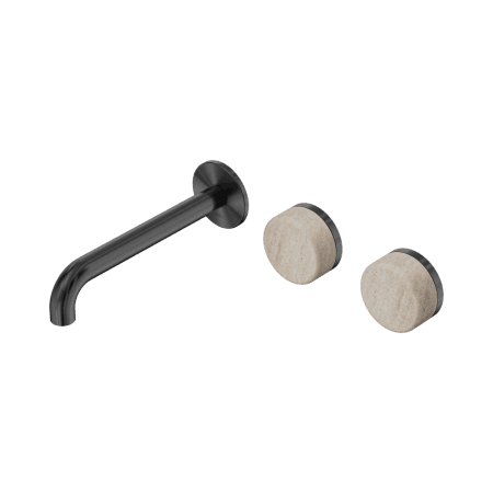 Serenity Wall Basin Set 160/185/220mm Offset Spout With Rome Travertine Handle Gun Metal (24D055GM/24D061GM/24D067GM)