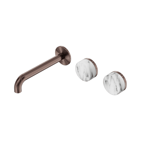 Serenity Wall Basin Set 160/185/220mm Offset Spout With Arabescato Corchia Handle Brushed Bronze (24D056BZ/24D062BZ/24D068BZ)