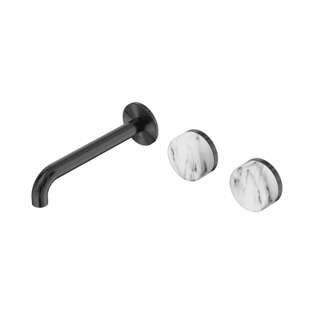 Serenity Wall Basin Set 160/185/220mm Offset Spout With Arabescato Corchia Handle Gun Metal (24D056GM/24D062GM/24D068GM)