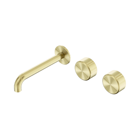 Serenity Wall Basin Set 160/185/220mm Offset Spout With Metal Handle Brushed Gold (24D058BG/24D064BG/24D070BG)