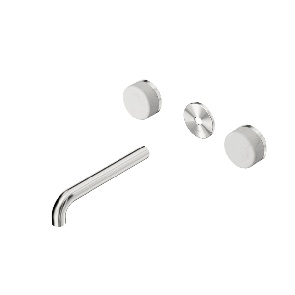 Serenity Wall Basin Set 160/185/220mm Spout With Carrara Handle Trim Kit Only Brushed Nickel (24D074BN/24D080BN/24D086BN)