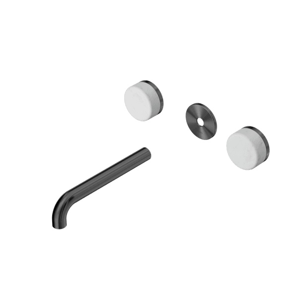 Serenity Wall Basin Set 160/185/220mm Spout With Carrara Handle Trim Kit Only Gun Metal (24D074GM/24D080GM/24D086GM)