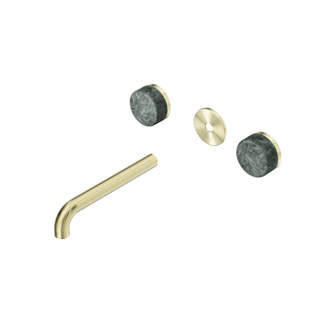 Serenity Wall Basin Set 160/185/220mm Spout With Verde Alpi Handle Trim Kit Only Brushed Gold (24D075BG/24D081BG/24D087BG)