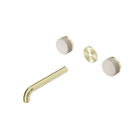 Serenity Wall Basin Set 160/185/220mm Spout With Rome Travertine Handle Trim Kit Only Brushed Gold (24D076BG/24D082BG/24D088BG)