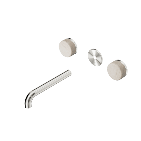 Serenity Wall Basin Set 160/185/220mm Spout With Rome Travertine Handle Trim Kit Only Brushed Nickel (24D076BN/24D082BN/24D088BN)