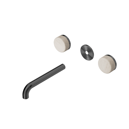 Serenity Wall Basin Set 160/185/220mm Spout With Rome Travertine Handle Trim Kit Only Gun Metal (24D076GM/24D082GM/24D088GM)