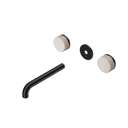 Serenity Wall Basin Set 160/185/220mm Spout With Rome Travertine Handle Trim Kit Only Matte Black (24D076MB/24D082MB/24D088MB)