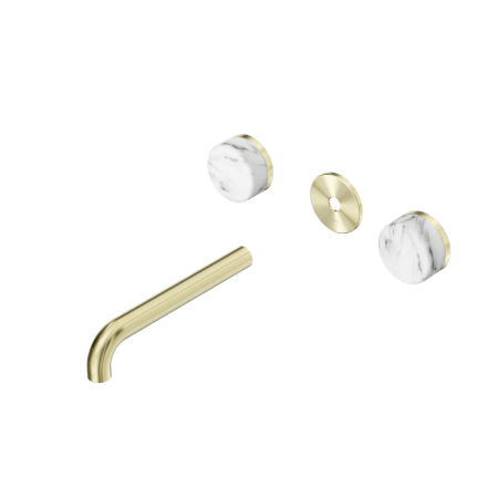 Serenity Wall Basin Set 160/185/220mm Spout With Arabescato Corchia Handle Trim Kit Only Brushed Gold (24D077BG/24D083BG/24D089BG)