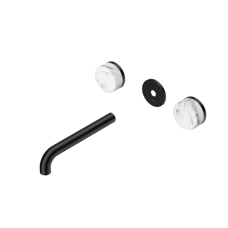 Serenity Wall Basin Set 160/185/220mm Spout With Arabescato Corchia Handle Trim Kit Only Matte Black (24D077MB/24D083MB/24D089MB)
