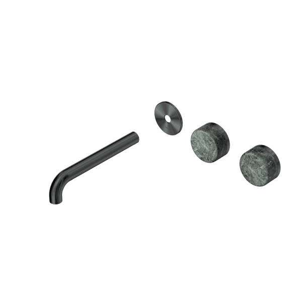 Serenity Wall Basin Set 160/185/220mm Offset spout With Verde Alpi Handle Trim Kit Only Gun Metal (24D093GM/24D099GM/24D105GM)