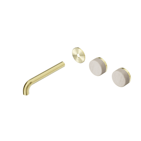 Serenity Wall Basin Set 160/185/220mm Offset spout With Rome Travertine Handle Trim Kit Only Brushed Gold (24D094BG/24D100BG/24D106BG)