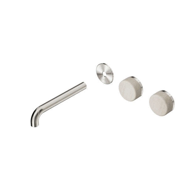 Serenity Wall Basin Set 160/185/220mm Offset spout With Rome Travertine Handle Trim Kit Only Brushed Nickel (24D094BN/24D100BN/24D106BN)