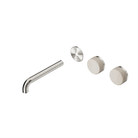 Serenity Wall Basin Set 160/185/220mm Offset spout With Rome Travertine Handle Trim Kit Only Brushed Nickel (24D094BN/24D100BN/24D106BN)