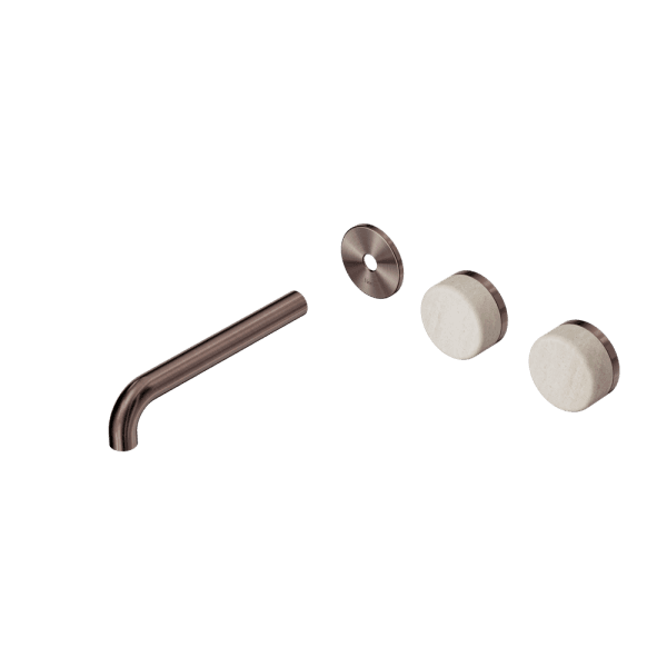 Serenity Wall Basin Set 160/185/220mm Offset spout With Rome Travertine Handle Trim Kit Only Brushed Bronze (24D094BZ/24D100BZ/24D106BZ)