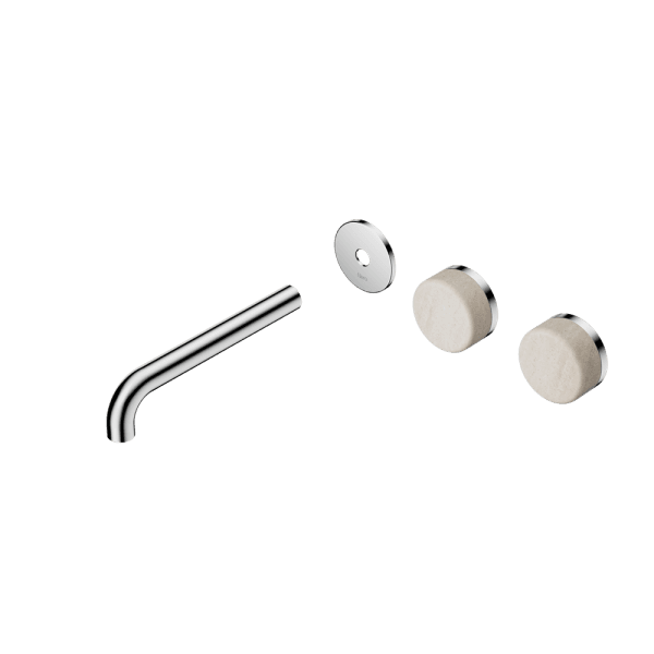 Serenity Wall Basin Set 160/185/220mm Offset spout With Rome Travertine Handle Trim Kit Only Chrome (24D094CH/24D100CH/24D106CH)