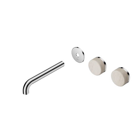 Serenity Wall Basin Set 160/185/220mm Offset spout With Rome Travertine Handle Trim Kit Only Chrome (24D094CH/24D100CH/24D106CH)