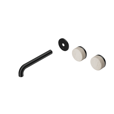 Serenity Wall Basin Set 160/185/220mm Offset spout With Rome Travertine Handle Trim Kit Only Matte Black (24D094MB/24D100MB/24D106MB)