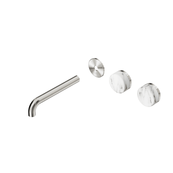 Serenity Wall Basin Set 160/185/220mm Offset spout With Arabescato Corchia Handle Trim Kit Only Brushed Nickel (24D095BN/24D101BN/24D107BN)