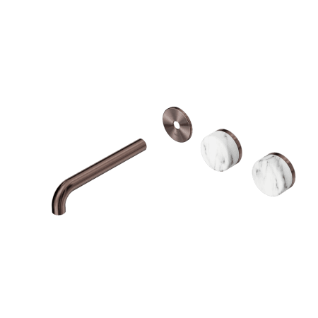 Serenity Wall Basin Set 160/185/220mm Offset spout With Arabescato Corchia Handle Trim Kit Only Brushed Bronze (24D095BZ/24D101BZ/24D107BZ)