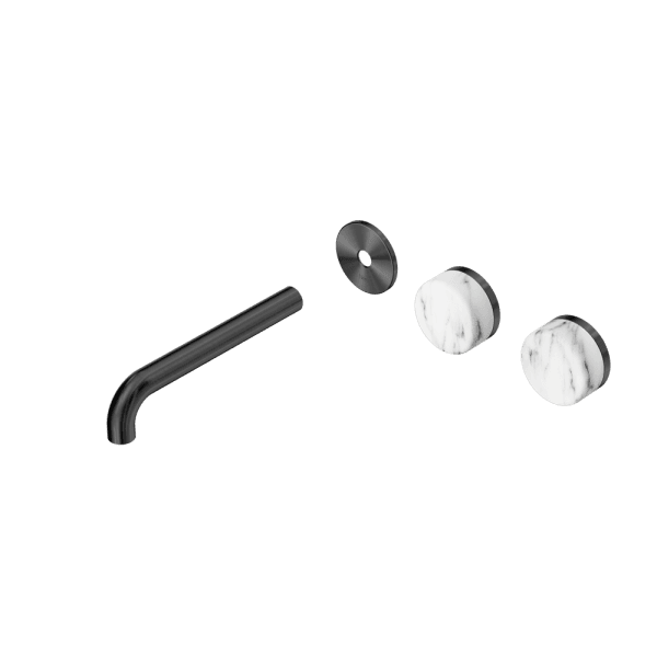 Serenity Wall Basin Set 160/185/220mm Offset spout With Arabescato Corchia Handle Trim Kit Only Gun Metal (24D095GM/24D101GM/24D107GM)