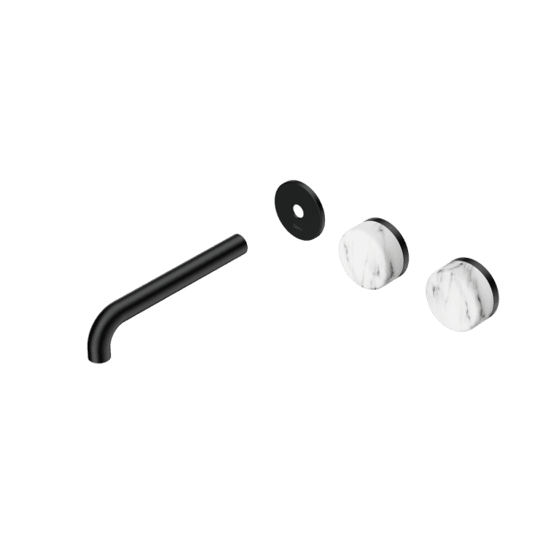 Serenity Wall Basin Set 160/185/220mm Offset spout With Arabescato Corchia Handle Trim Kit Only Matte Black (24D095MB/24D101MB/24D107MB)