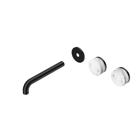 Serenity Wall Basin Set 160/185/220mm Offset spout With Arabescato Corchia Handle Trim Kit Only Matte Black (24D095MB/24D101MB/24D107MB)