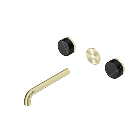 Serenity Wall Basin Set 160/185/220mm Spout With Marquina Black Handle Trim Kit Only Brushed Gold (24D110BG/24D111BG/24D112BG)
