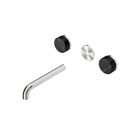 Serenity Wall Basin Set 160/185/220mm Spout With Marquina Black Handle Trim Kit Only Brushed Nickel (24D110GM/24D111GM/24D112GM)