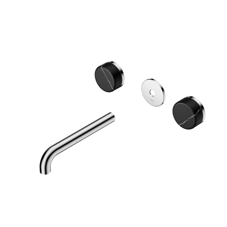 Serenity Wall Basin Set 160/185/220mm Spout With Marquina Black Handle Trim Kit Only Chrome (24D110CH/24D111CH/24D112CH)