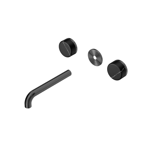Serenity Wall Basin Set 160/185/220mm Spout With Marquina Black Handle Trim Kit Only Gun Metal (24D110GM/24D111GM/24D112GM)