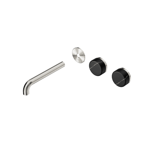 Serenity Wall Basin Set 160/185/220mm Offset spout With Marquina Black Handle Trim Kit Only Brushed Nickel (24D113BN/24D114BN/24D115BN)