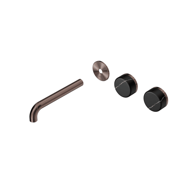 Serenity Wall Basin Set 160/185/220mm Offset spout With Marquina Black Handle Trim Kit Only Brushed Bronze (24D113BZ/24D114BZ/24D115BZ)