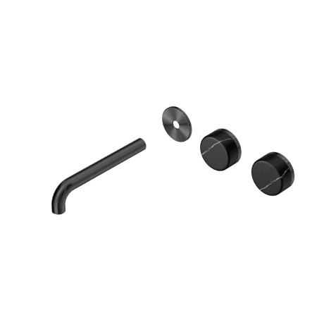 Serenity Wall Basin Set 160/185/220mm Offset spout With Marquina Black Handle Trim Kit Only Gun Metal (24D113GM/24D114GM/24D115GM)